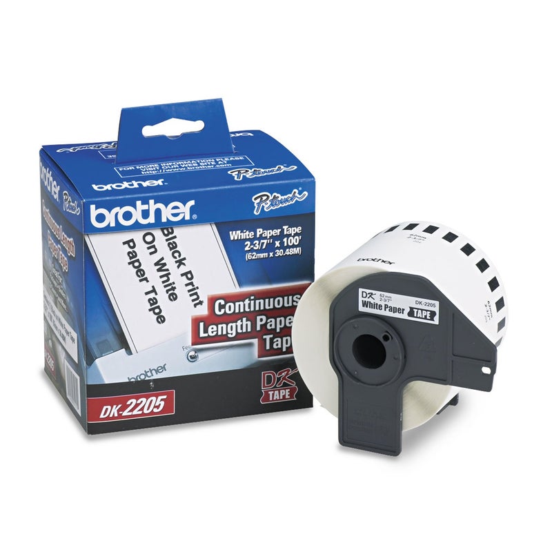 Brother Genuine, DK-2205 Continuous Paper Label Roll, Cut-to-Length Label, 2.4    x 100 Feet, (1) Roll Per Box - Image 1